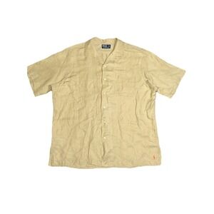 Vintage Polo Ralph Lauren Shirt‎ Mens XL Silk Blend Loop Collar Caldwell Khaki